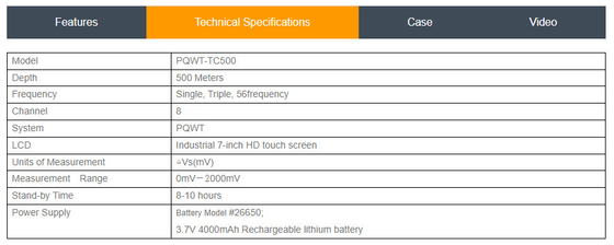 PQWT-TC500 Jeofizik Su Dedektörü 500 Metre 4000mAh Güç